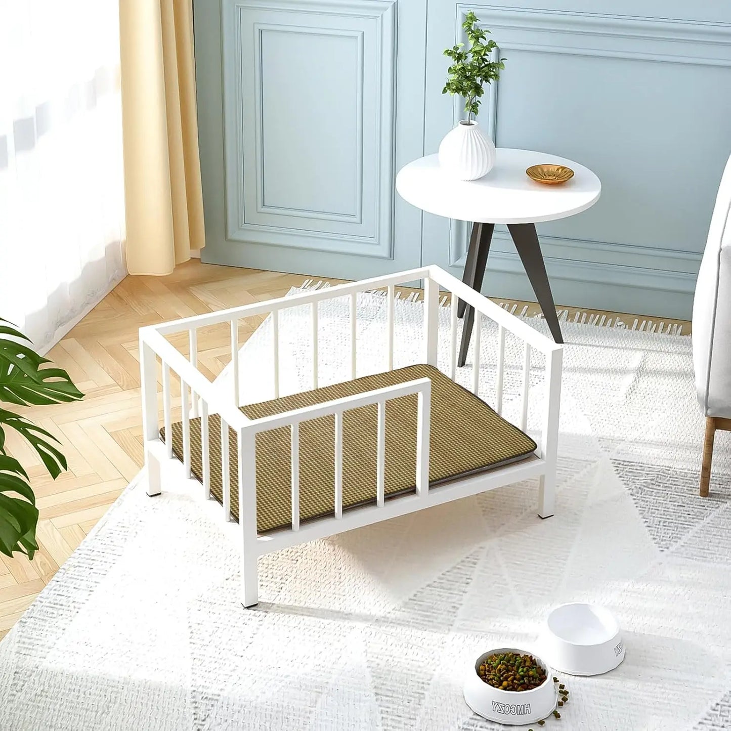 Elevated Dog Bed With Rails And Washable Mat For Pets