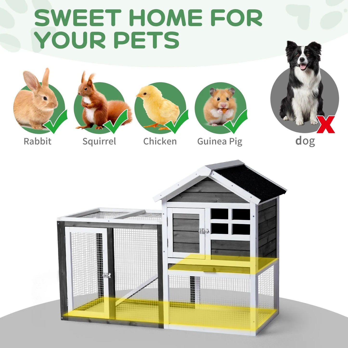 Wooden Rabbit Hutch Nesting Box For Outdoor Pet Cage