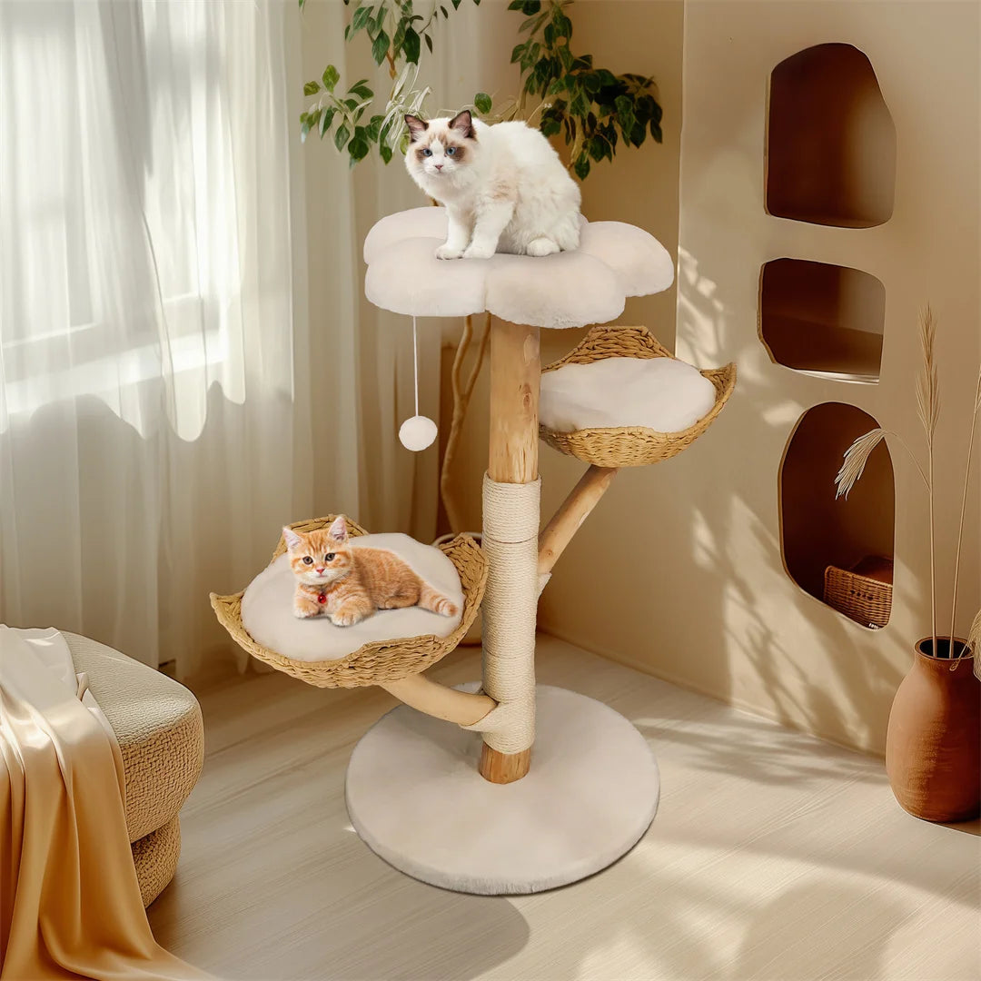 BINGOPAW Modern Cat Tree with Scratching Post and Activity Center