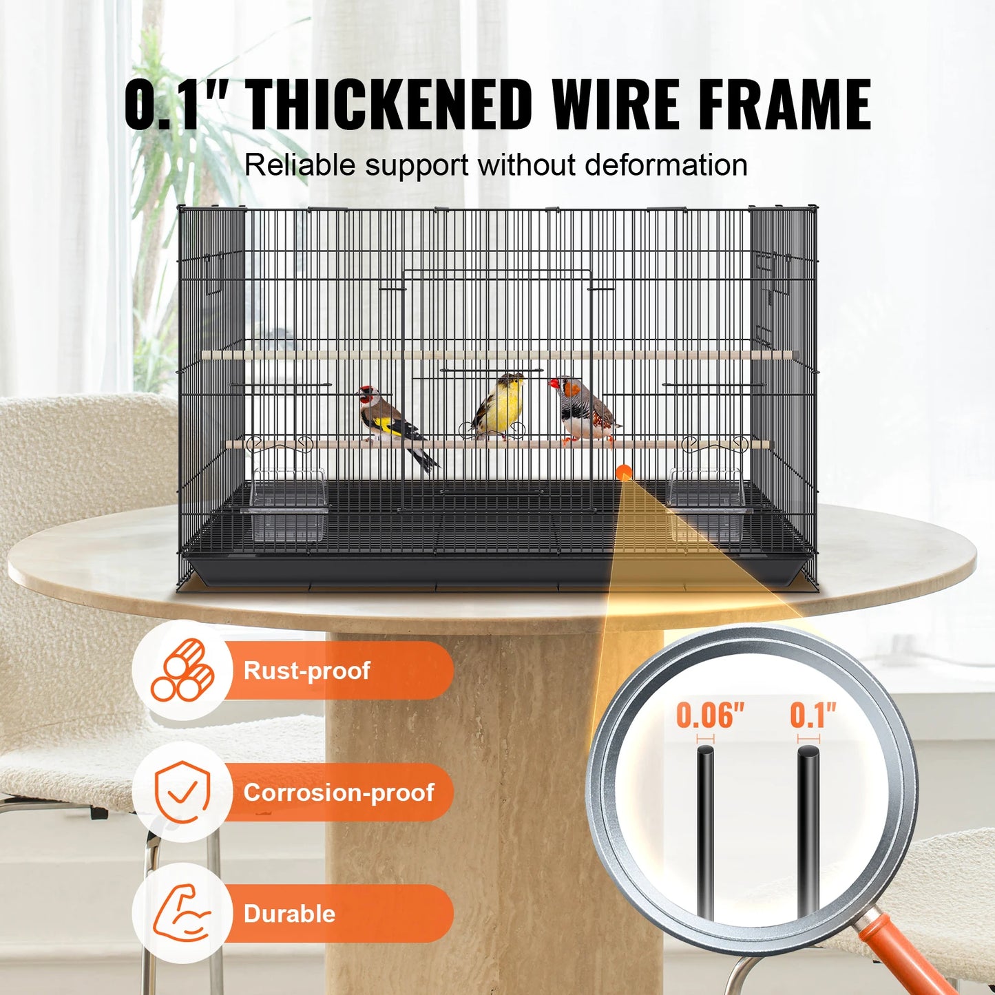 SucceBuy Metal Bird Cage With Rolling Stand For Parrots Budgies