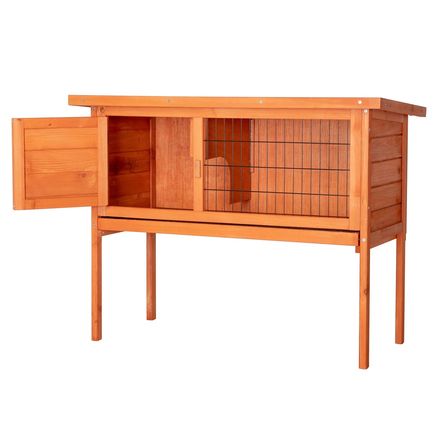 Wooden Chicken Coop With Removable Sliding Tray And Outdoor Run