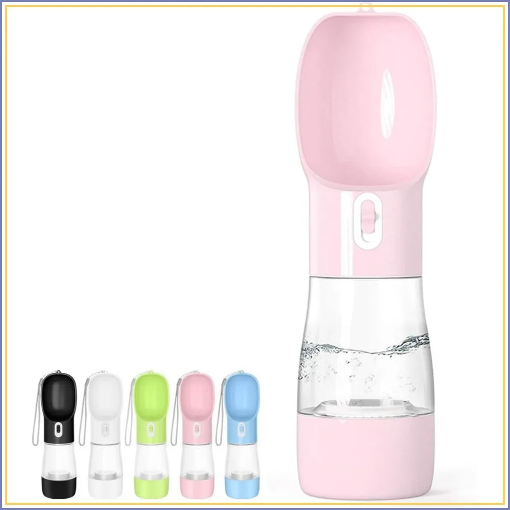 Portable Dog Water Bottle With Built In Bowl And Food Container Dishwasher Safe