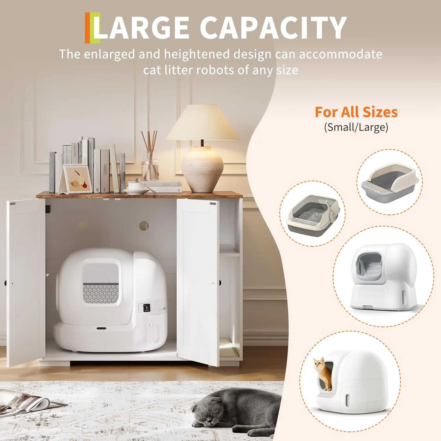 HiMISS Cat Litter Enclosure for Litter Robot 3/4 Power Outlet