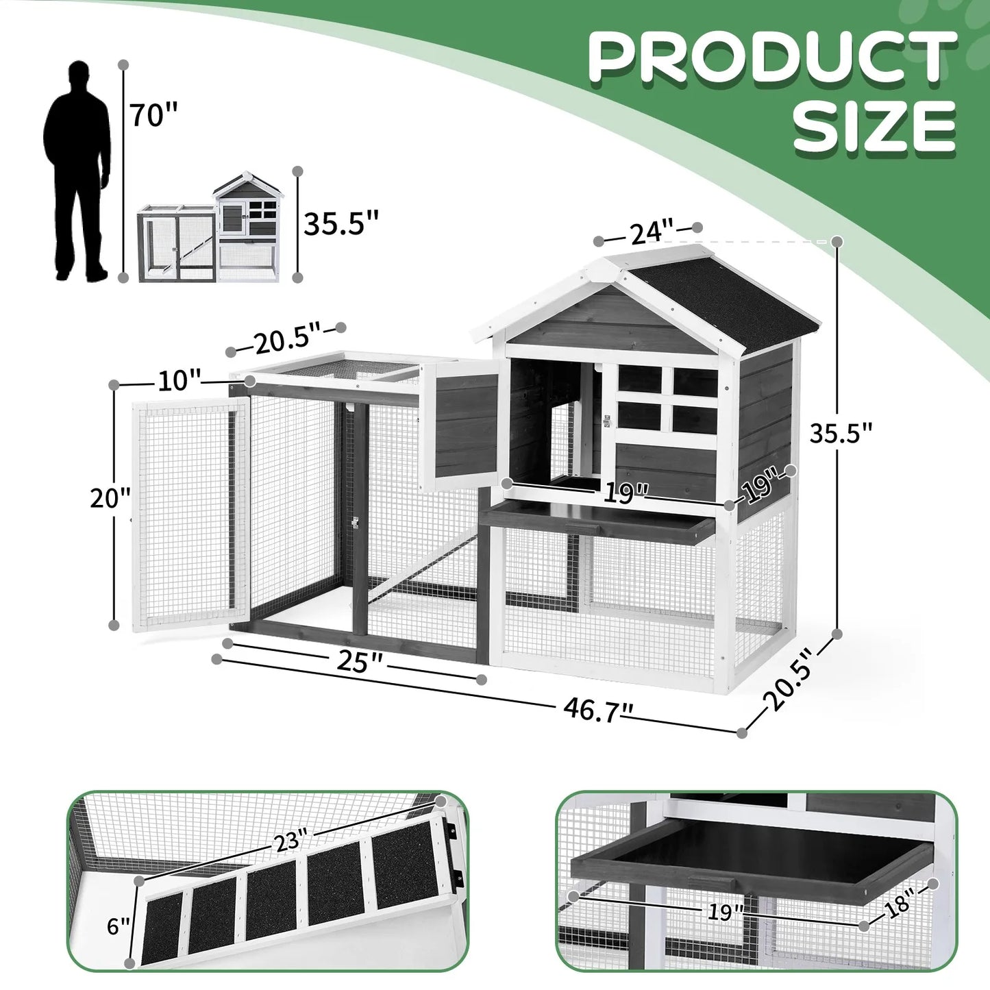 Wooden Rabbit Hutch Nesting Box For Outdoor Pet Cage