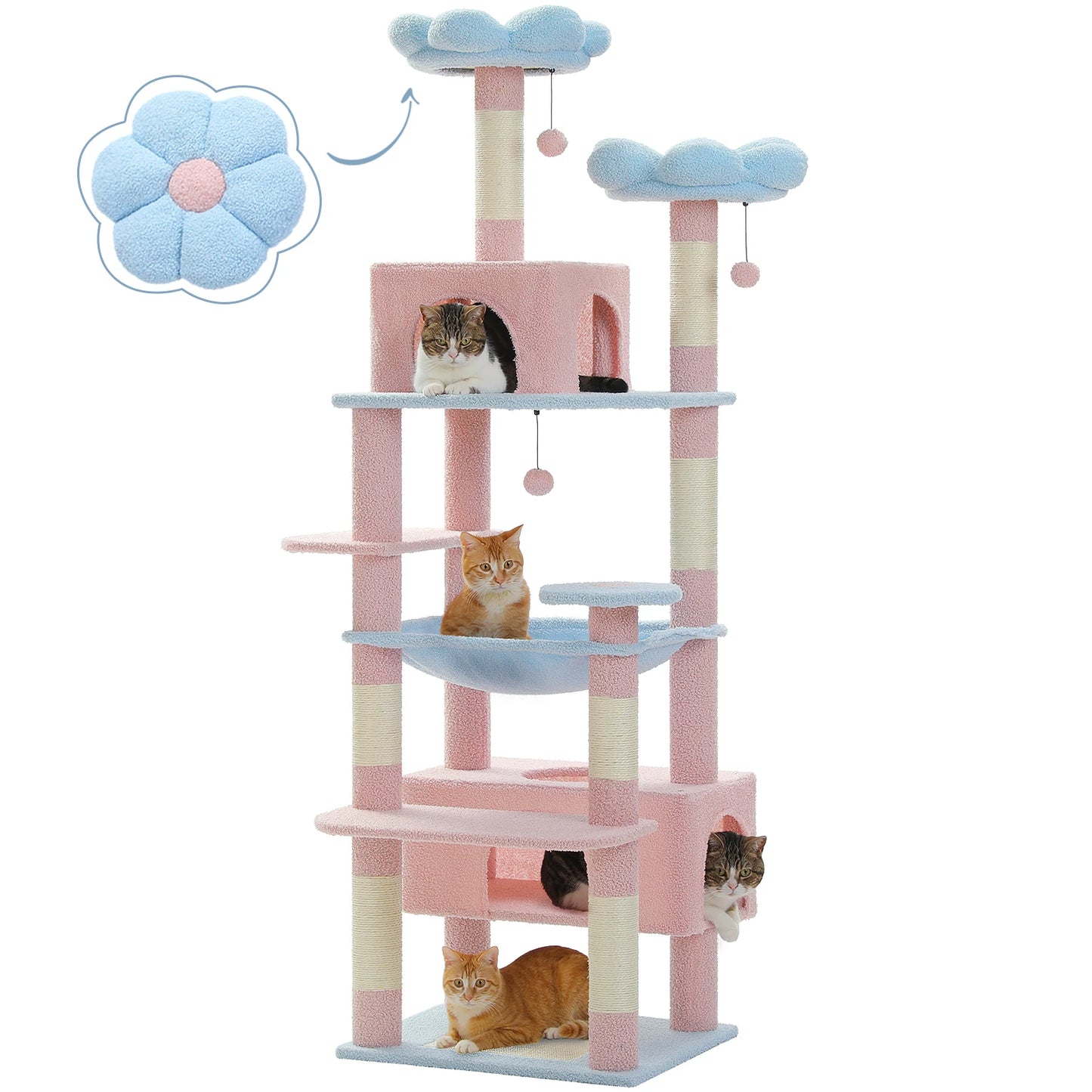 PETEPELA Cat Tree Tower With Sisal Posts And Hammock