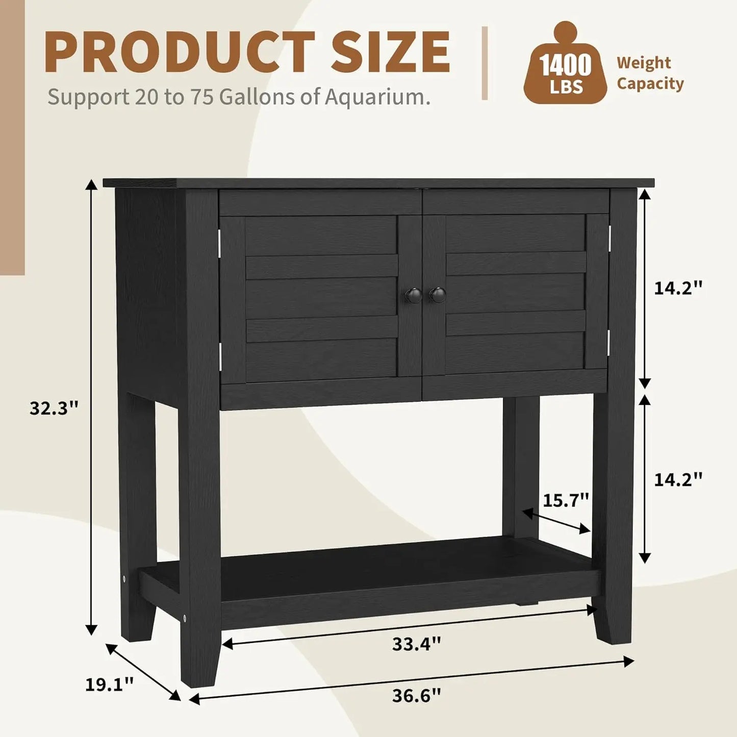 HiMISS Aquarium Stand Dual Tier With Charging Station Anti-Tipping