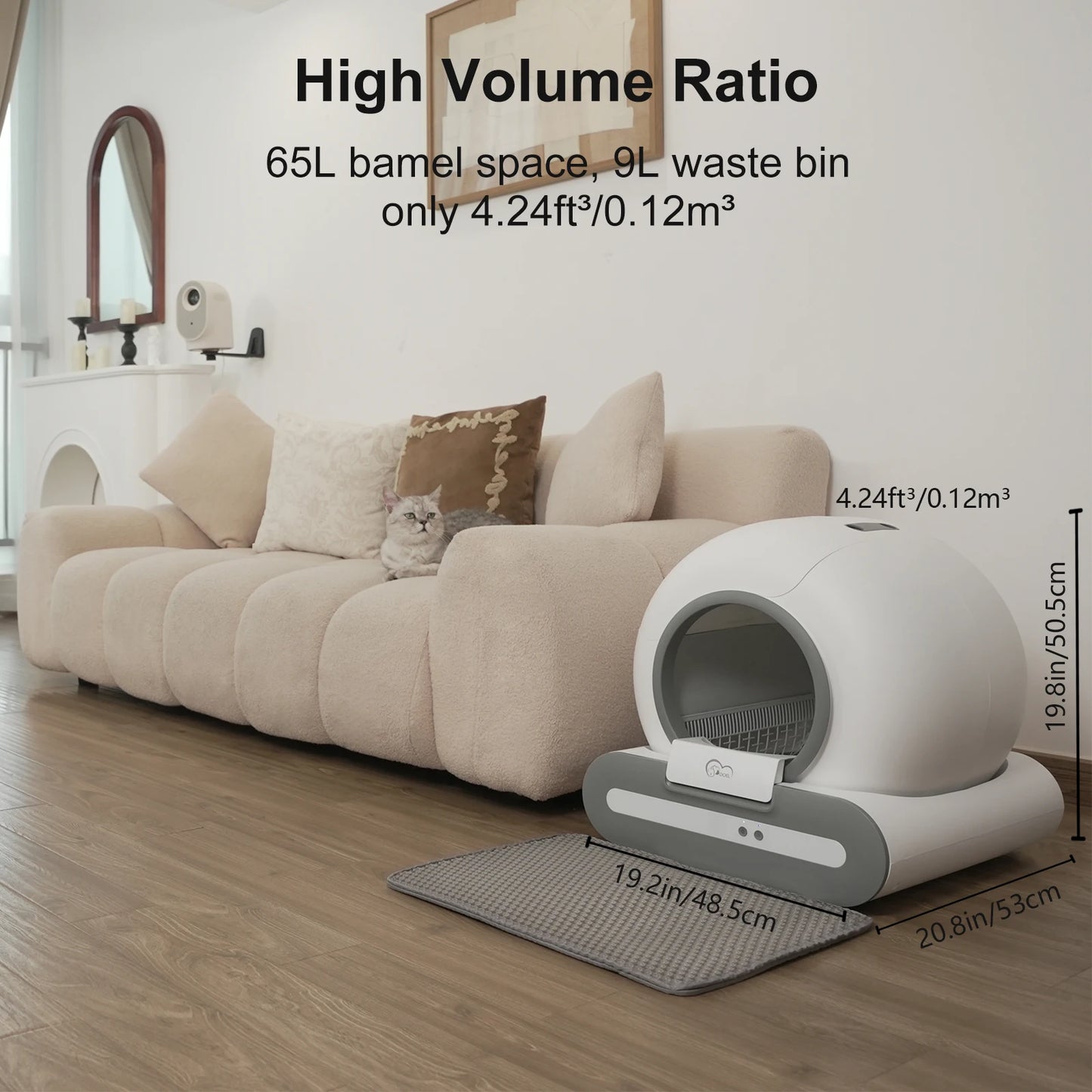 DOEL 65L Self-Cleaning Cat Litter Box App Control 2.4G WiFi