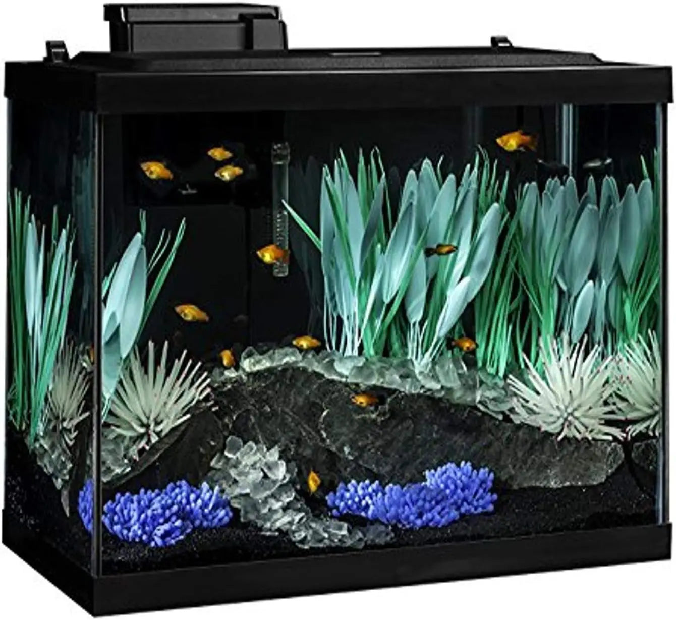 Aquarium Kit With Led Lighting And Decor For Freshwater Tanks
