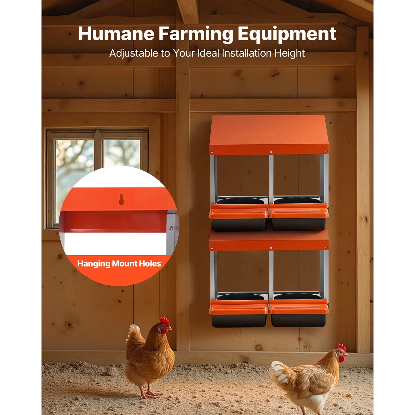 SucceBuy Chicken Nesting Boxes Easy Egg Collection Galvanized Steel and High-Strength Plastic Roll Away Nesting Boxe for Chicken