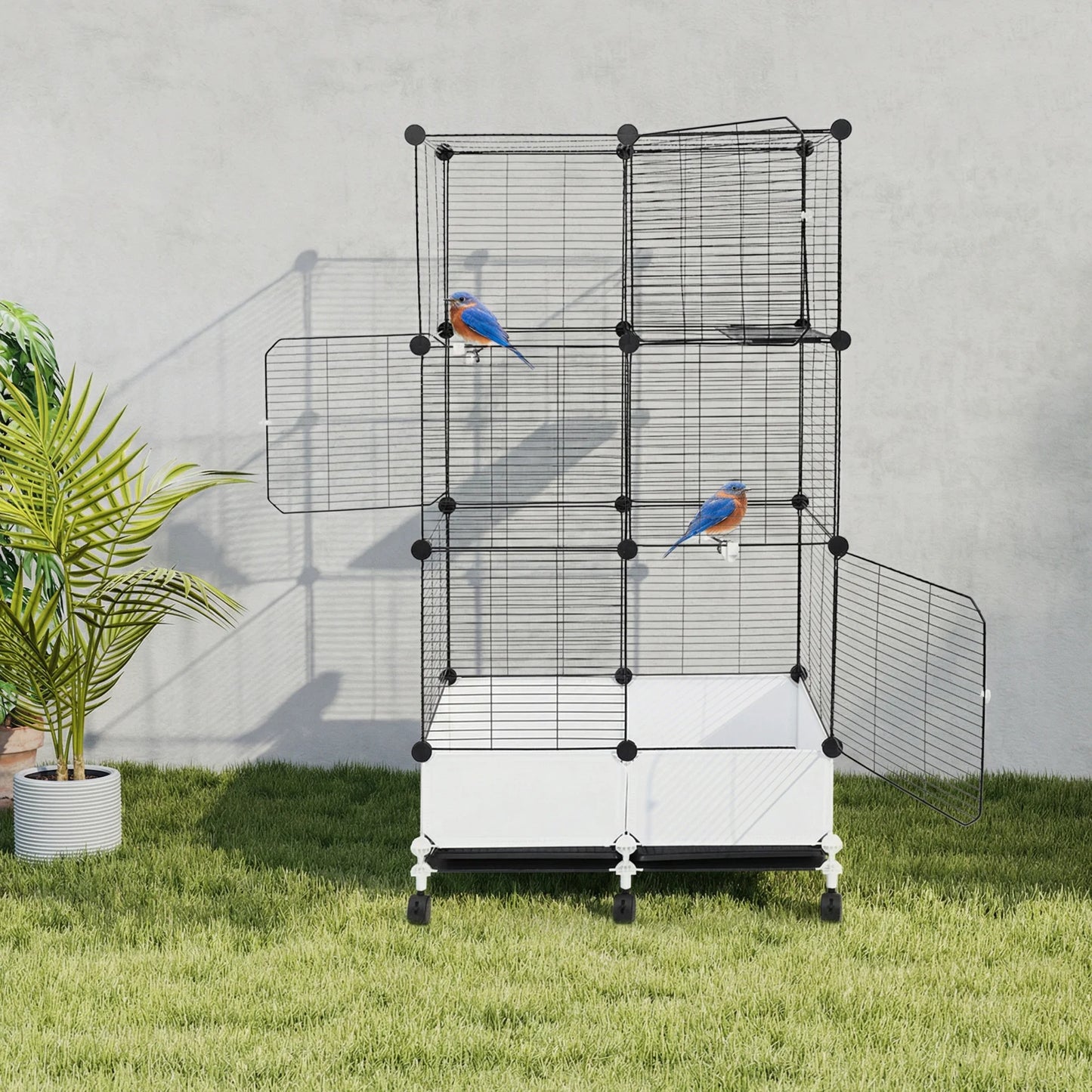 Large Parrot Cage With Splash Guard And Six Locking Wheels