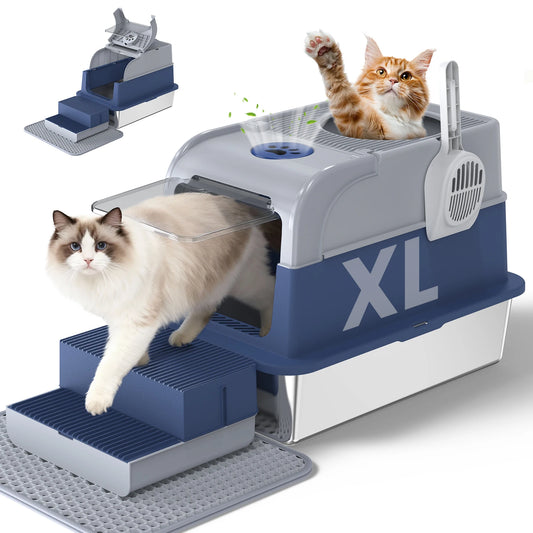 Cityflee Stainless Steel Cat Litter Box with Lid and Scoop