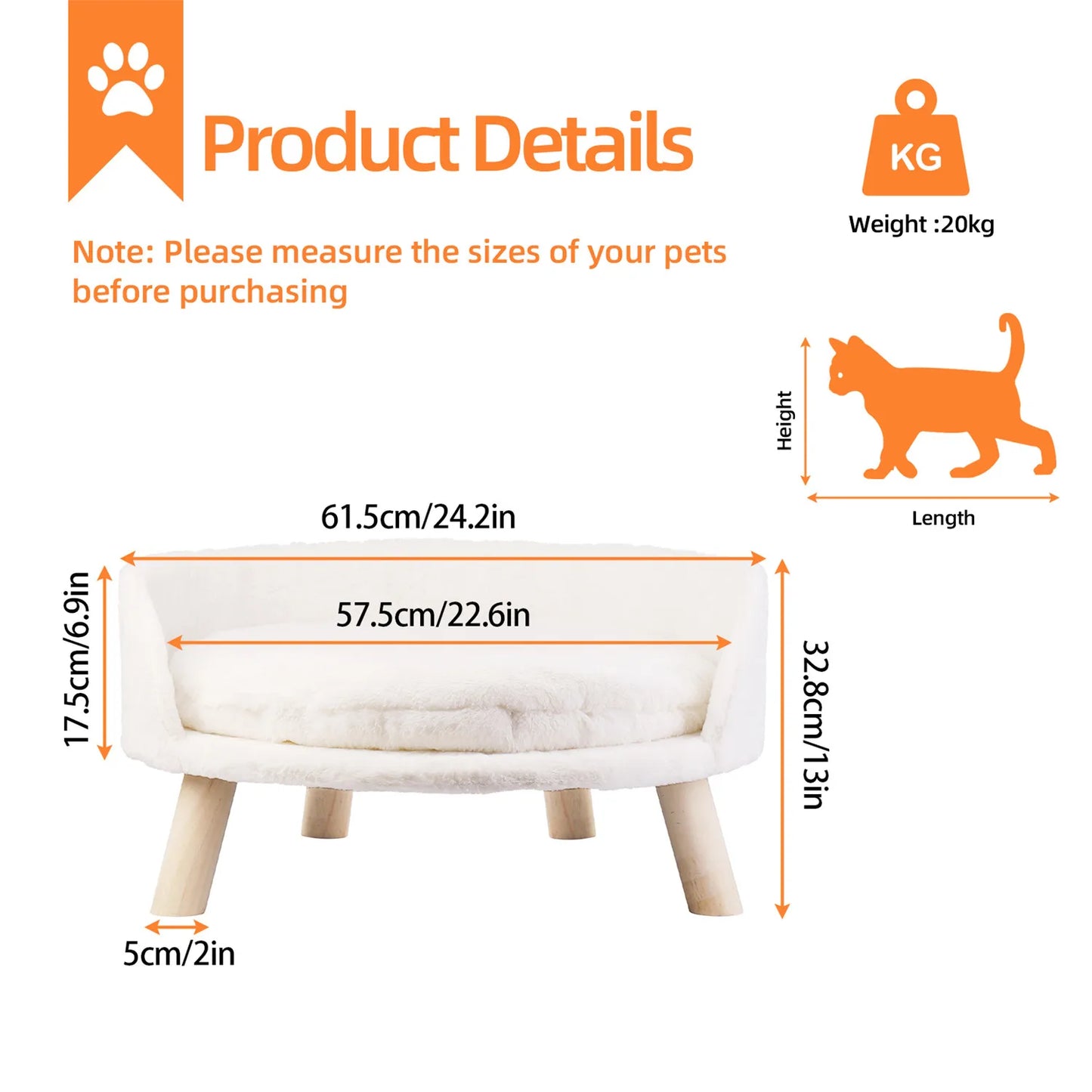BINGOPAW Pet Sofa Bed Raised Cat Chair For Small Dogs