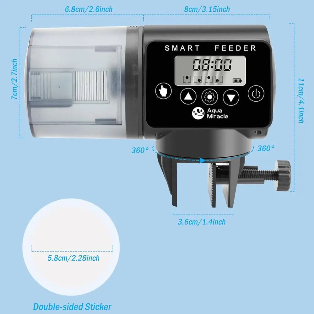 Automatic Aquarium Fish Feeder With Programmable Timer And Digital Display