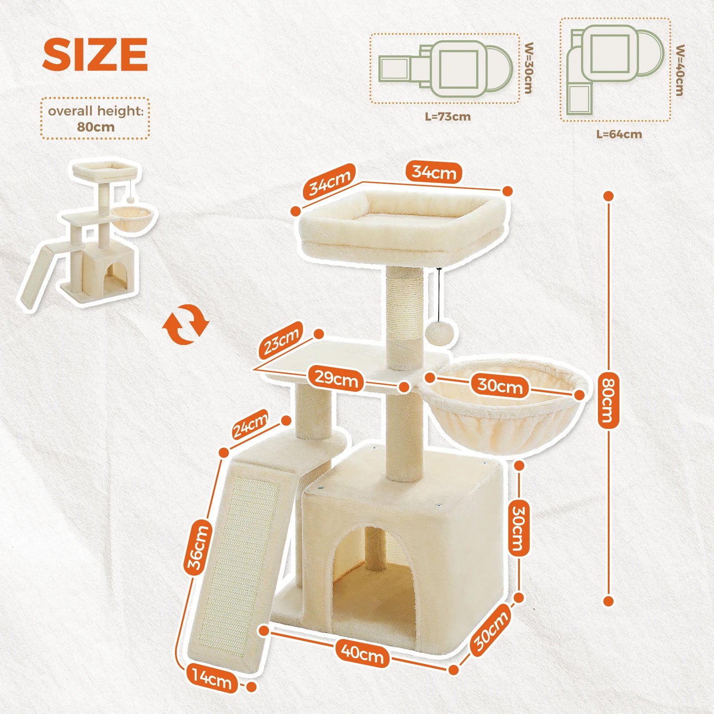 PAWZ Road Cat Tree Tower With Scratching Posts And Hammock