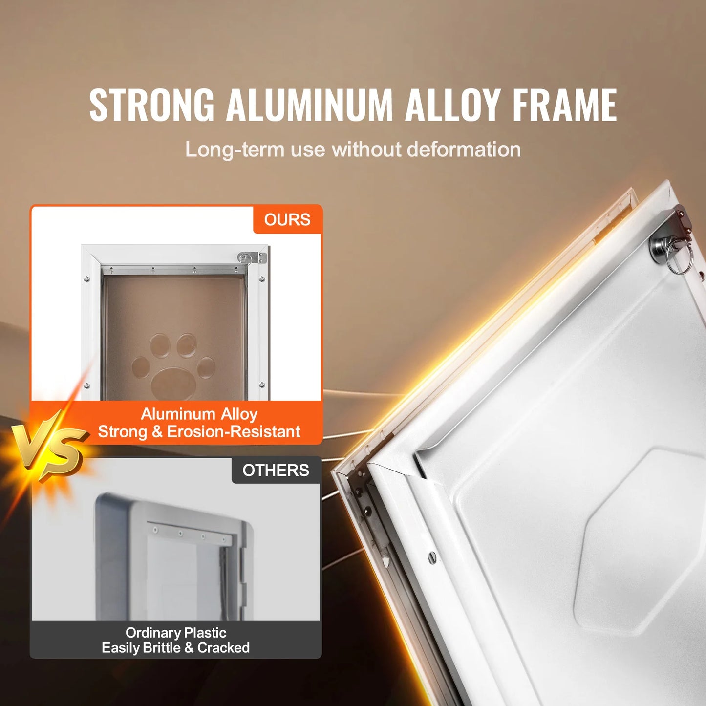 SucceBuy Aluminum Pet Door With Lockable Flap Weatherproof