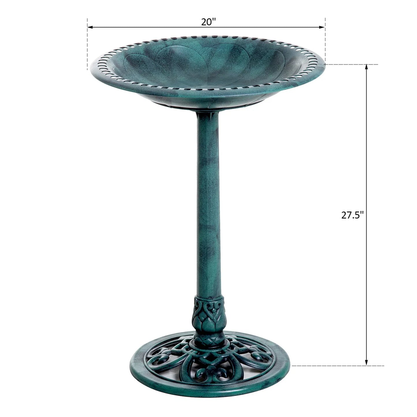 Resin Rustic Outdoor Pedestal Bird Bath Planter Yard Decor