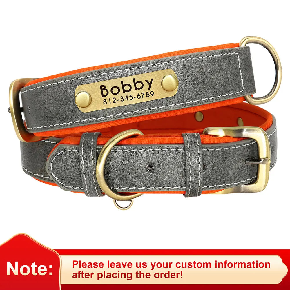 Didog PU Leather Nameplate Dog Collar With Engraving