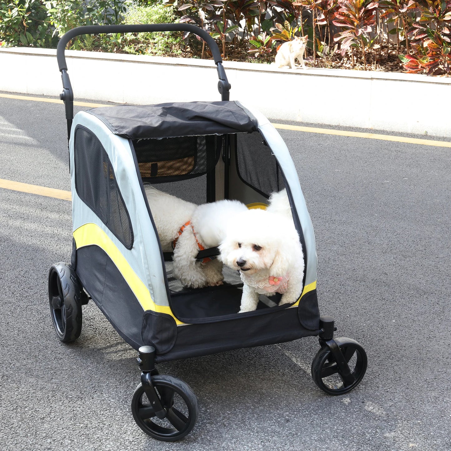 Pet Stroller For Two Dogs Folding Jogger Wagon With Divider