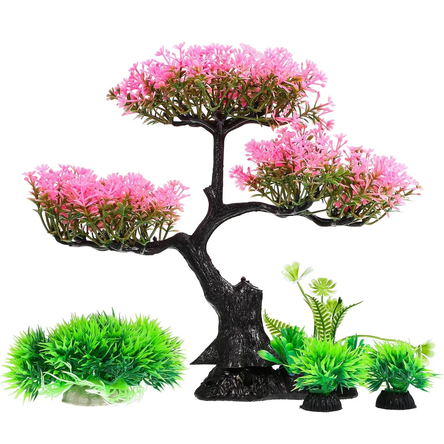 Artificial Aquarium Plant Set for Fish Tank and Turtle Habitat