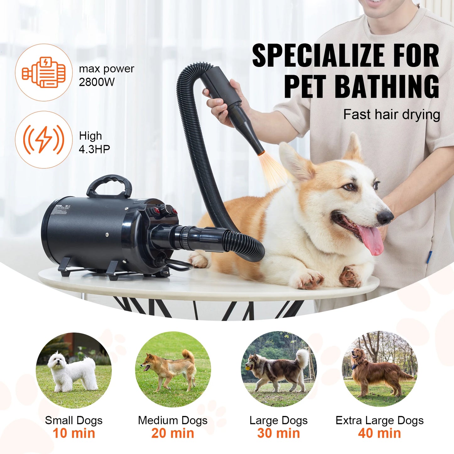 SucceBuy Dog Hair Dryer With Adjustable Speed And Temperature