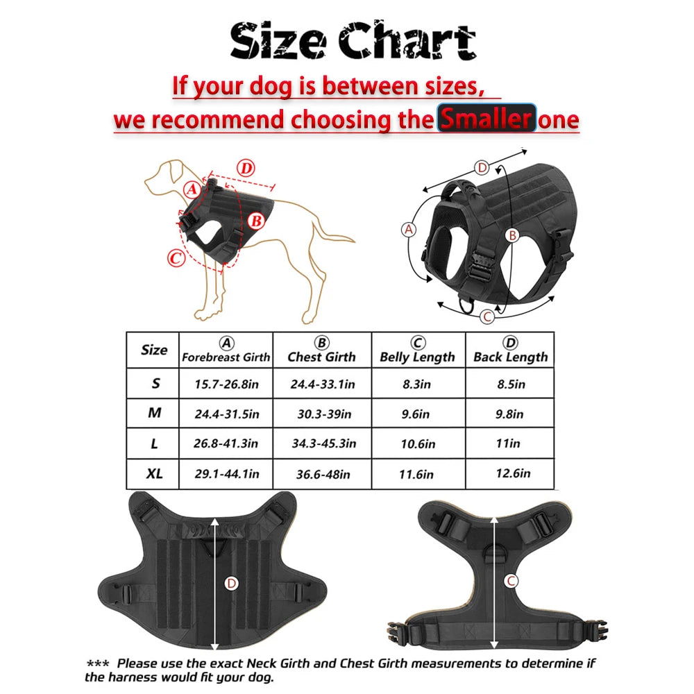Tactical Nylon Dog Harness Padded Vest With Quick Release Buckle