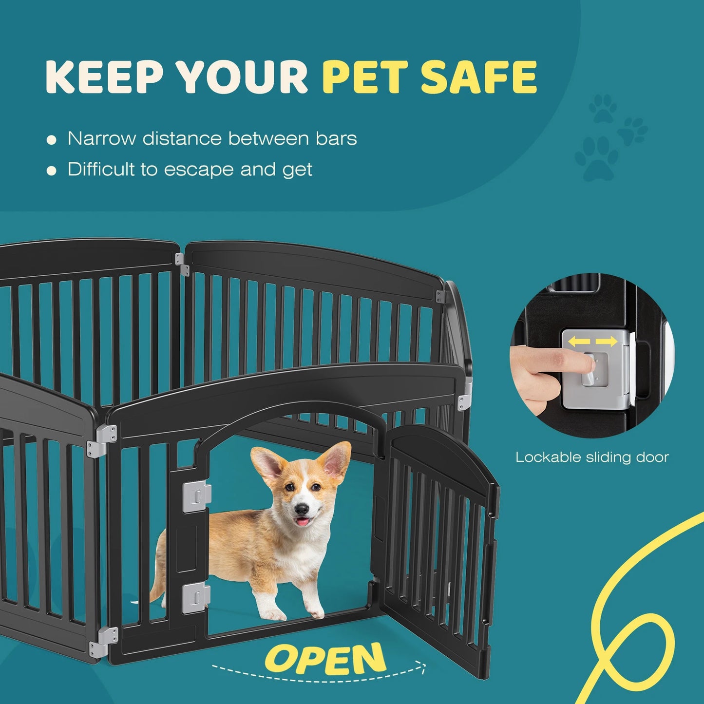 JHK Plastic Dog Playpen Expandable Portable Indoor Outdoor Fence