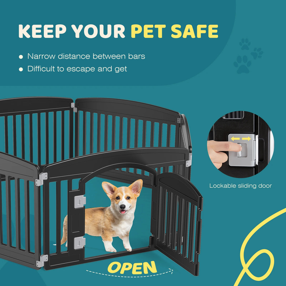 JHK 6 Panel Plastic Dog Playpen For Medium Pets