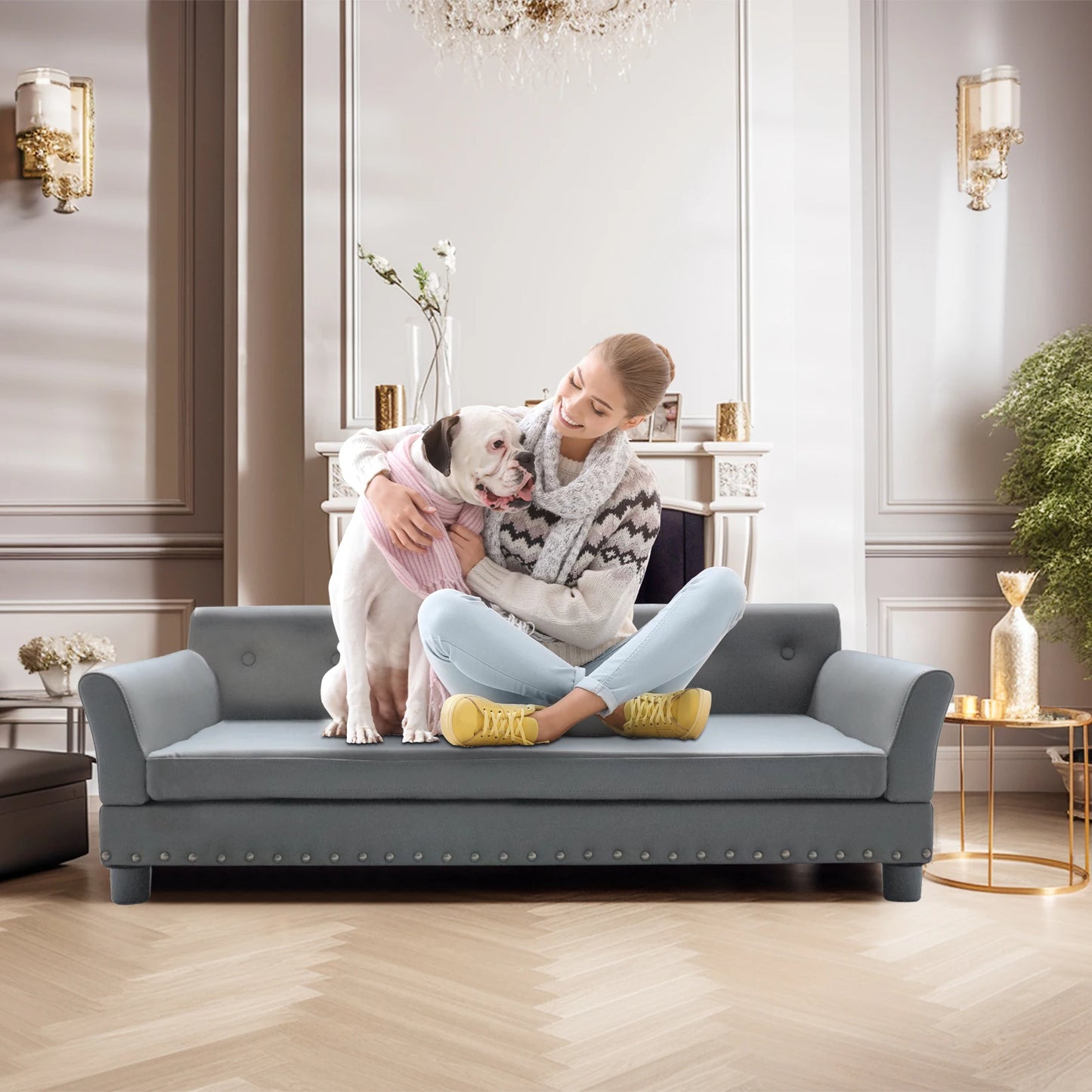 BINGOPAW Rectangle Elevated Dog Bed Durable Sofa For Dogs