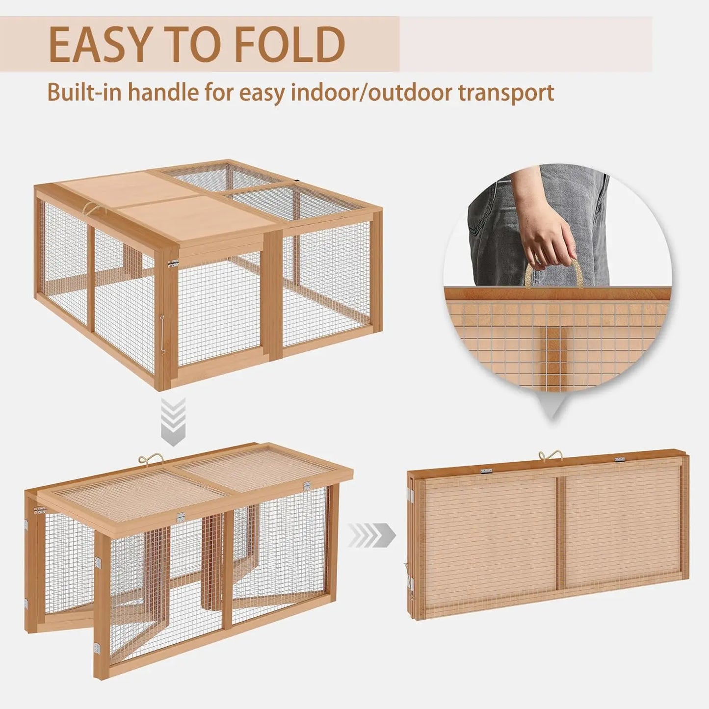 HiMISS Folding Chicken Coop Portable No-Assembly Cage With Doors