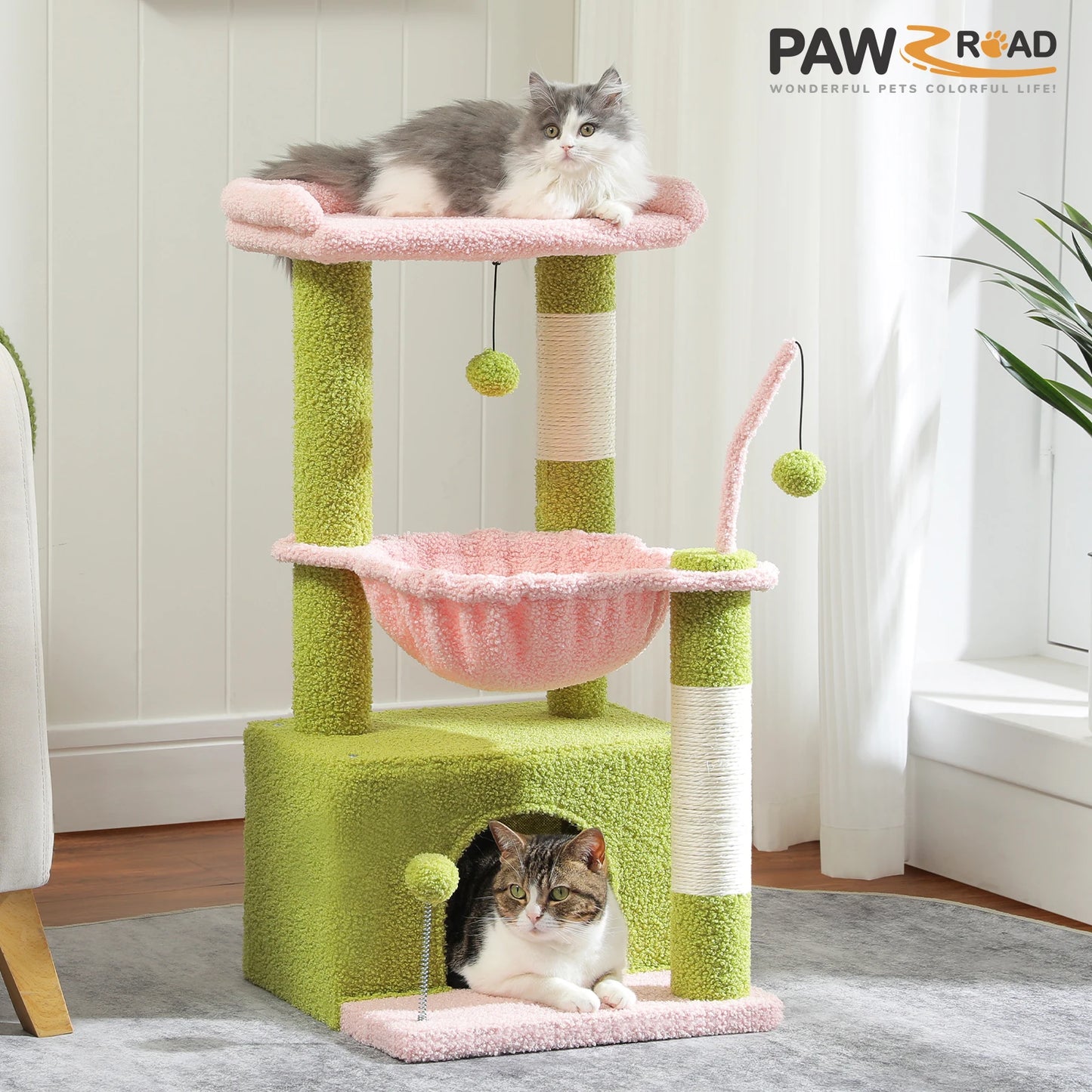 PAWZ Road 4-In-1 Cat Tree With Condo Scratching Post