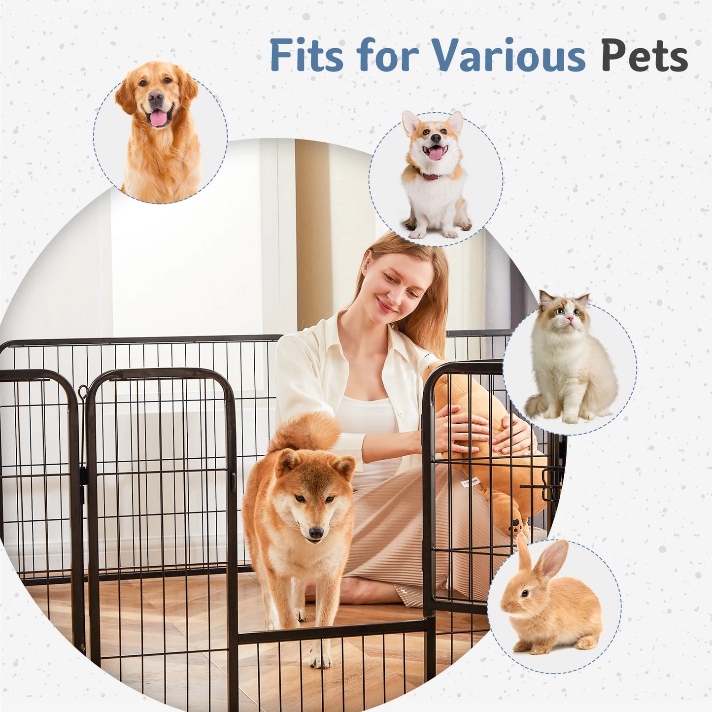 JHK 8-Panel Metal Dog Playpen Foldable Exercise Fence