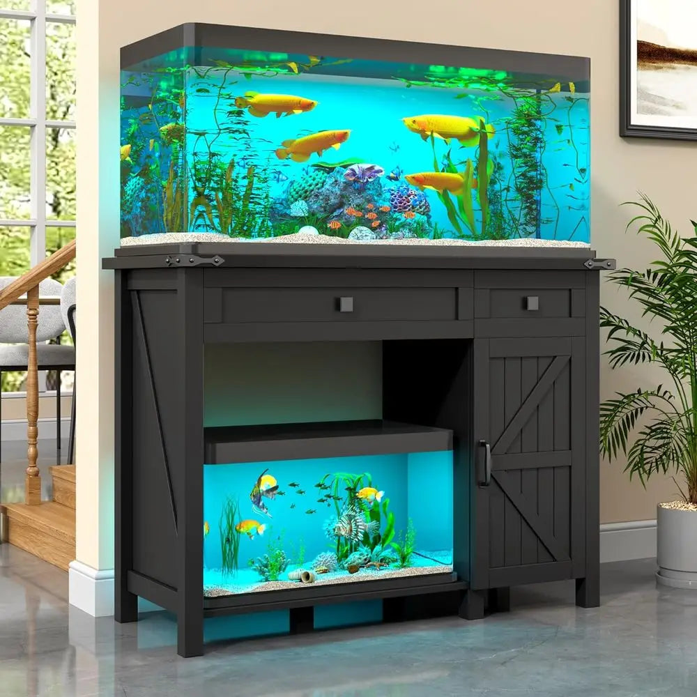 Aquarium Stand With Power Outlets And Adjustable Shelves