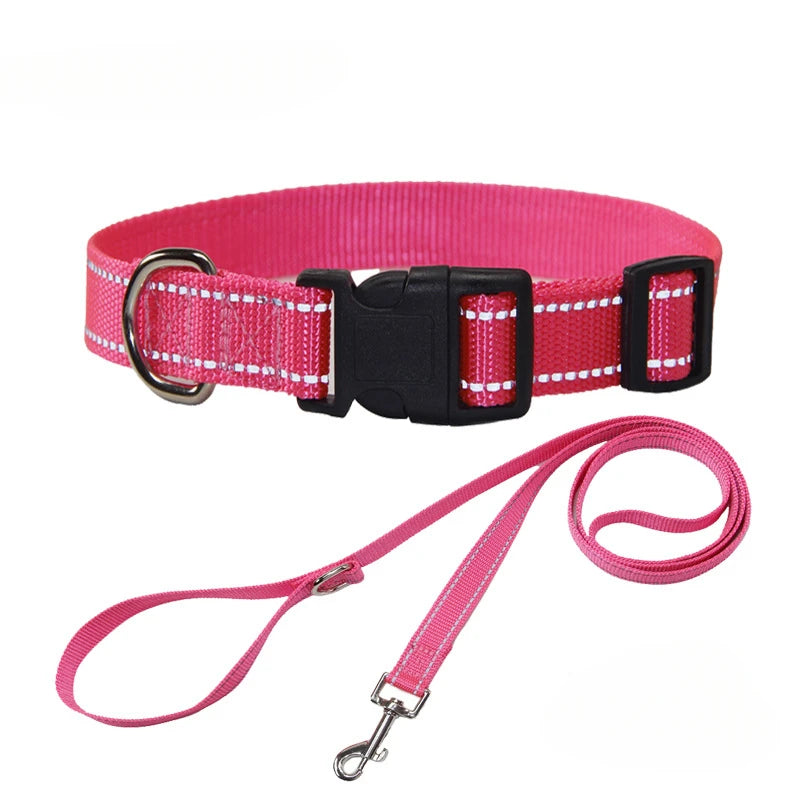 Nylon Collar Leash Set Adjustable Durable Small Medium Large Dog Safe Nylon Daily Walking Outdoor