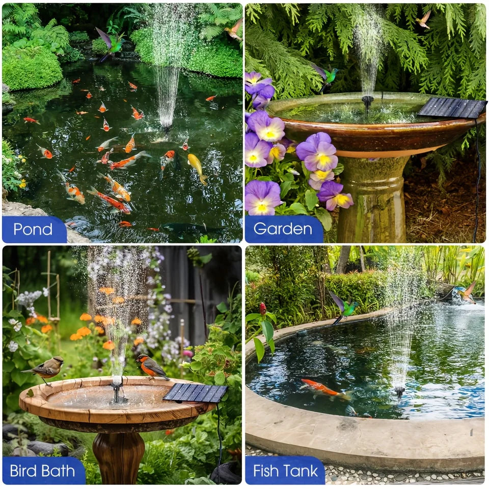 Solar Fountain Pump With Six Nozzles For Garden Pond Birdbath
