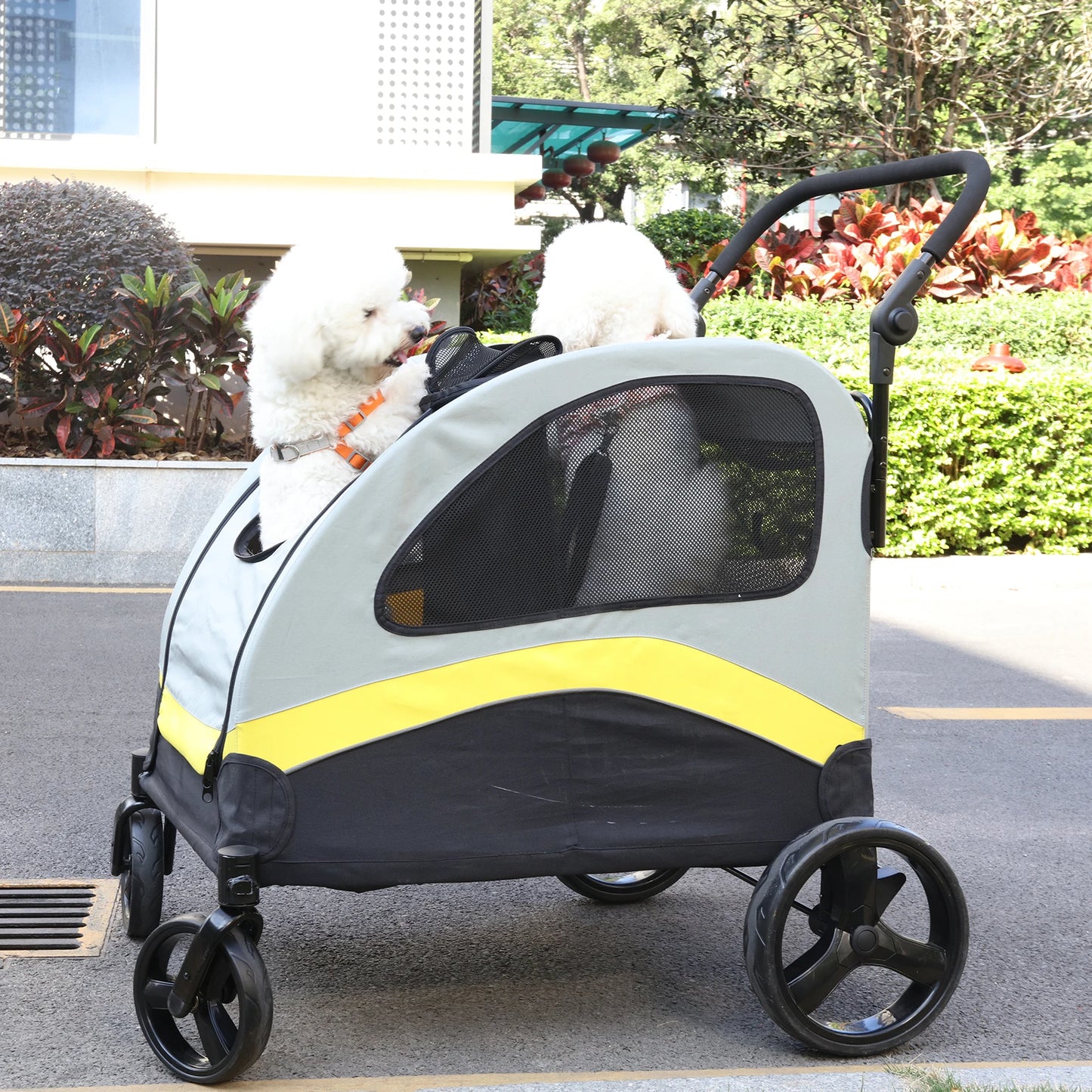 Pet Stroller For Two Dogs Folding Jogger Wagon With Divider