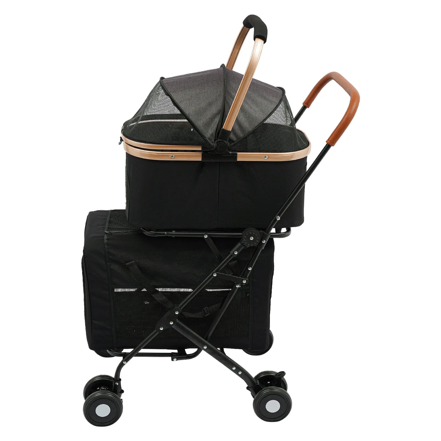 3-in-1 Multifunctional Foldable Pet Stroller With Two Carriers 77lbs