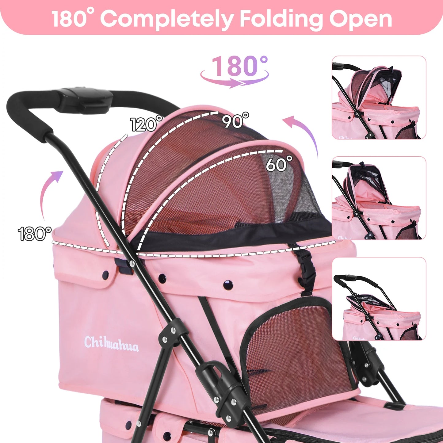 Chihuahua Double Pet Stroller For Dogs And Cats Foldable