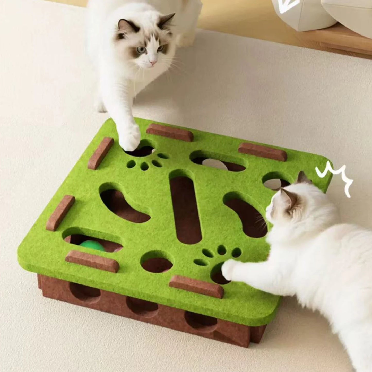 Alloet Cat Puzzle Box Enrichment Toy With Felt Maze Bells