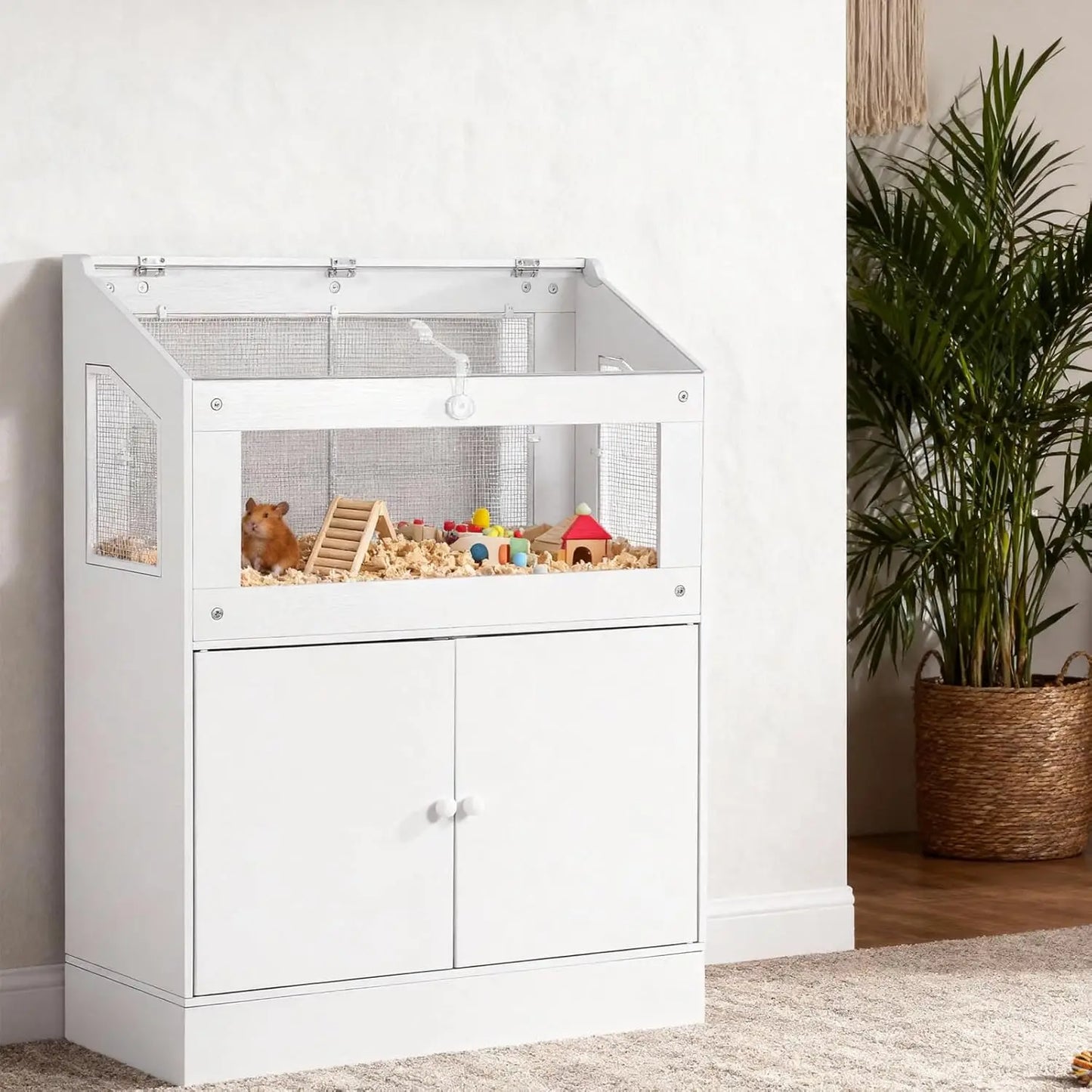HiMISS Acrylic Cage With Storage Cabinet Pet Habitat