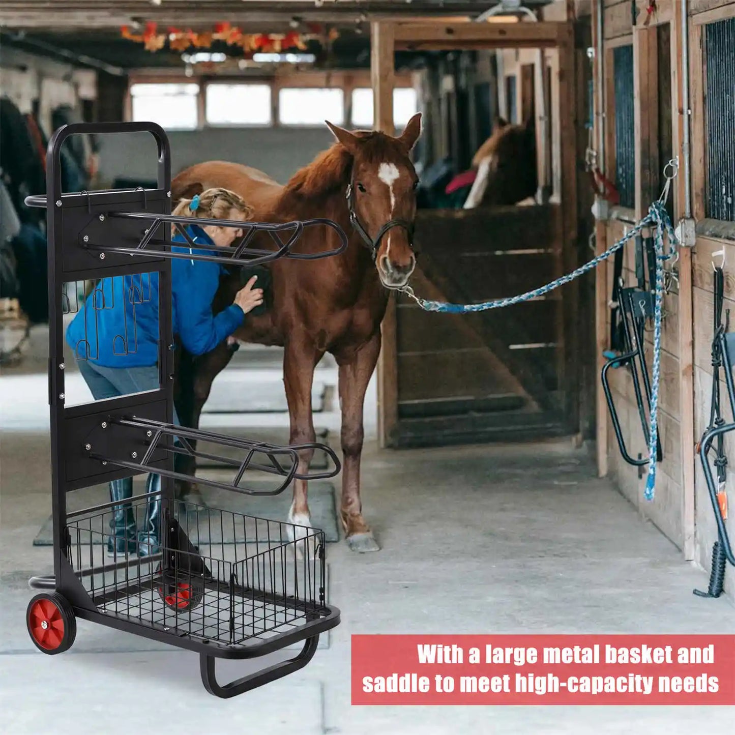 Horse Saddle Rack Portable Stand With Wheels Heavy Duty Cart