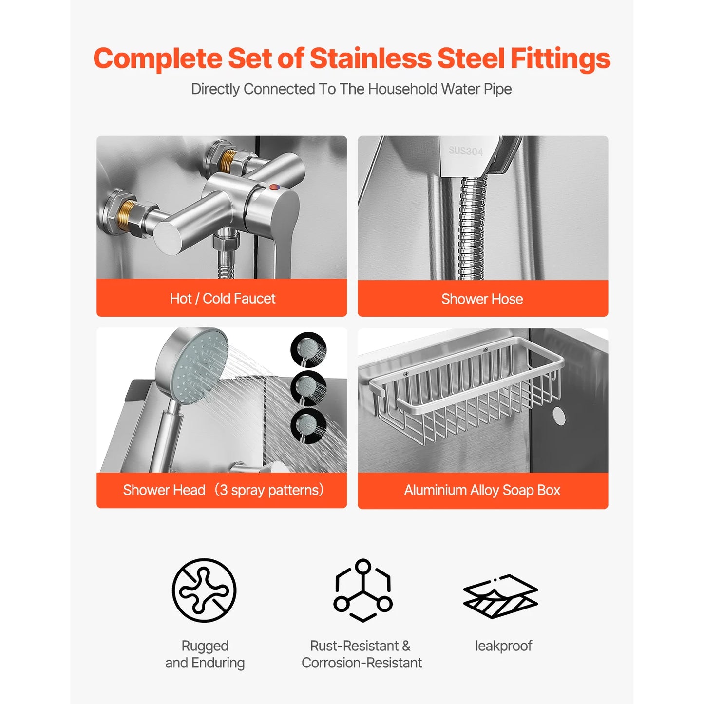 Stainless Steel Dog Washing Station With Hot Cold Faucet Storage