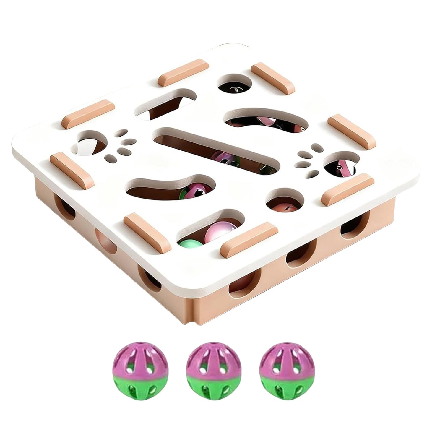 Alloet Cat Puzzle Box Enrichment Toy With Felt Maze Bells