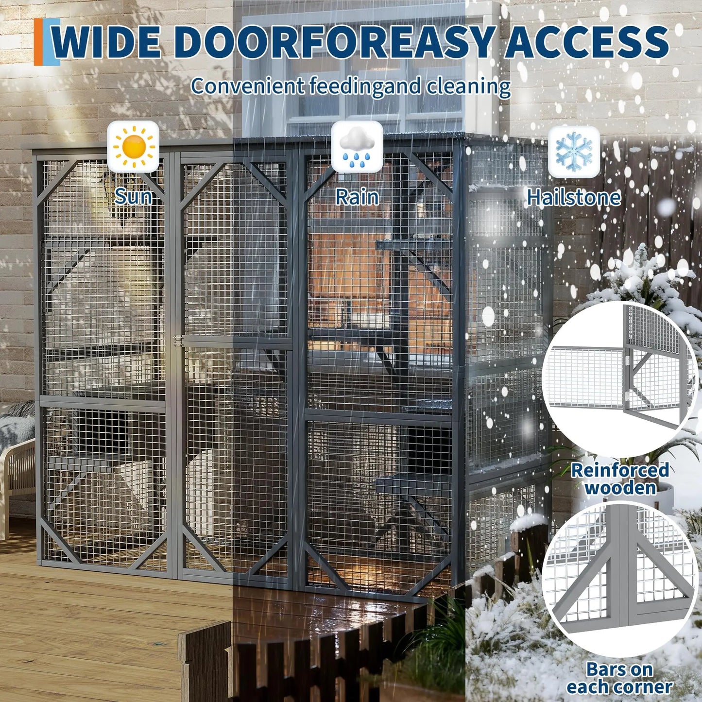 HiMISS Walk In Catio Enclosure With Window And Locking Doors