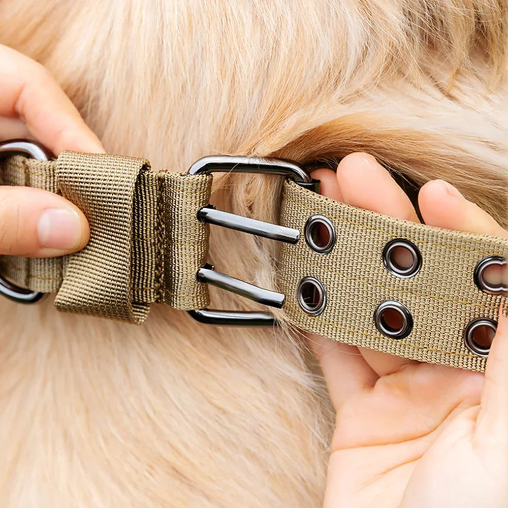 Outdoor Adjustable Military Dog Collar Traction Rope Metal D-Ring and Buckle Working Dog Collar Five-Level for Medium and Large dog harness and leash set pet collars ip67 waterproof pet collar harness