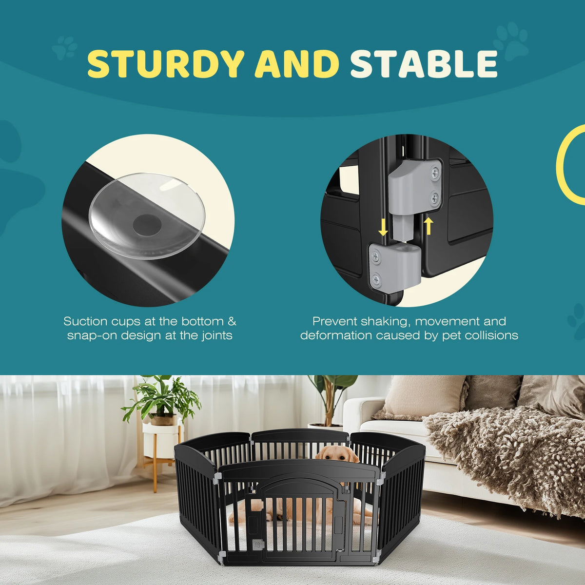 JHK 6 Panel Plastic Dog Playpen For Medium Pets