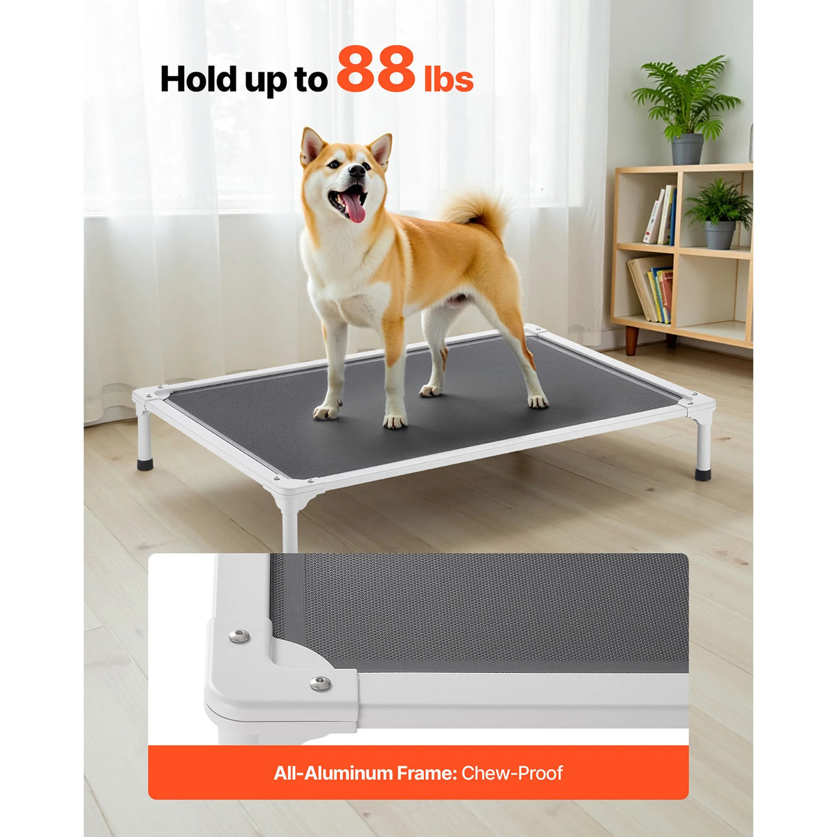 SucceBuy Elevated Dog Bed With Aluminum Frame And Breathable Mesh