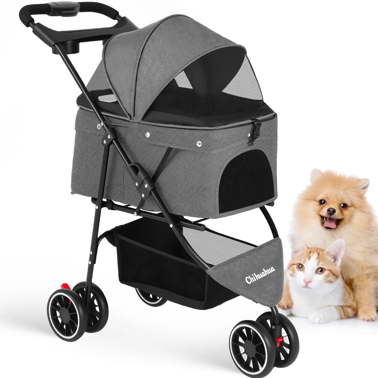 Chihuahua Pet Stroller for Small Dogs and Cats Foldable Carrier