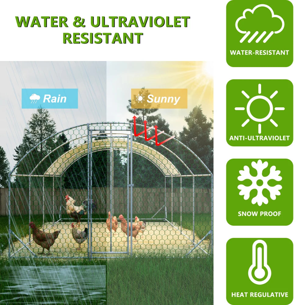 Aluminum Chicken Coop With Waterproof Cover Walk-In Poultry Cage