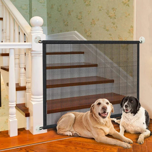Pet Dog Barrier Fence 4 Hooks Foldable Breathable Mesh Playpen