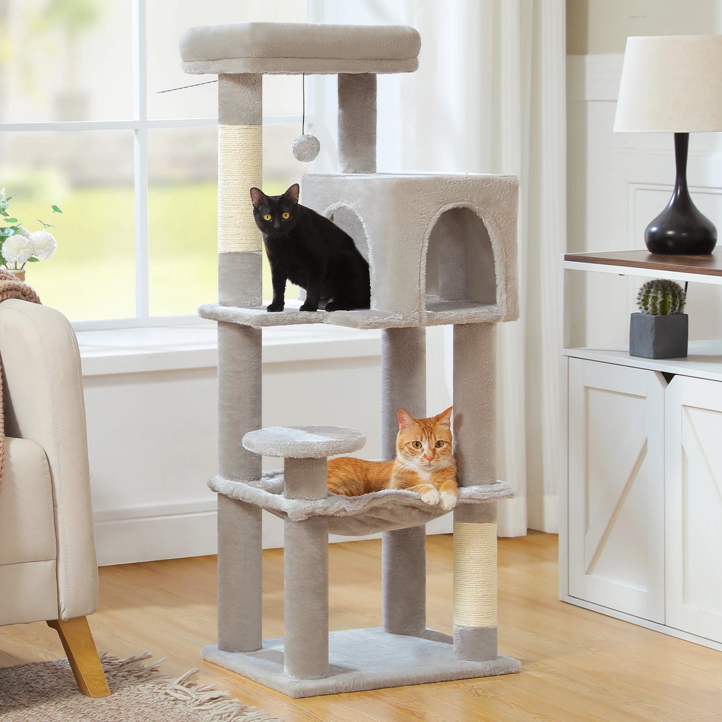 PEQULTI 5 Level Cat Tree Tower With Top Perch And Hammock